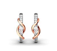 Jeulia 925 Sterling Silver Small Hoop Earrings Round Cut White Diamond Endless Stud Earrings hypoallergenic Studs for Women Mum ladiess Valentine Birthday Festival Gift (Rose gold)