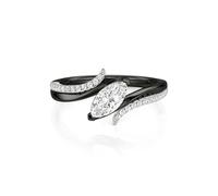 Jeulia Black Ring for Women 925 Silver Two Tone Engagement Ring Marquise Cut Pave Cubic Zirconia Promise Ring for Her, Fashion Anniversary Wedding Ring with Box Gothic Fine Jewelry
