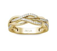 Jeulia Celtic Ring 925 Sterling Silver Cubic Zirconia Eternity Anniversary Promise Infinity Engagement Wedding Band Rose Gold Celtic Knot Ring for Women Ladies Jewellery Gift (Yellow Gold, S-½)