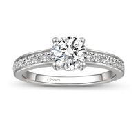 Jeulia Classic 1ct Solitaire Moissanite Engagement Ring 925 Sterling Silver Stackable Promise Band Simulated Diamond Anniversary Wedding Rings with GRA&GiftBox Fashion Jewelry for Her (White, P-½)