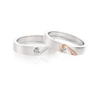 Jeulia Classic Heart Couple's Ring Sterling Silver Matching Wedding Rings for Women Men Promise Engagement Anniversary Valentine Jewelry With Giftbox (Women, O-½)