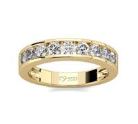 Jeulia Classic Round Cut Sterling Silver Eternity Band Ring for Women Wedding Bands Wedding Rings His and Hers cz Diamond Band Rings Sterling Silver Rings (W-½)