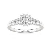 Jeulia Classic Sterling Silver Engagement Rings for Women Olivetta Round Cubic Zirconia Promise Eternity Ring with Split Shank Diamond Wedding Band Bridal Jewelry, Ladies Ring Size (Silver, X-½)