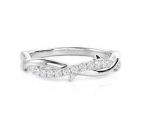 Jeulia Classic Twist Eternity Ring for Women Sterling Silver Lab Diamond Wedding Bands Promise Engagement Infinity Rings for Wife Anniversary Valentine Birthday Christmas Jewelry with Box (White, U-½)