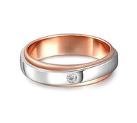 Jeulia Couple Rings for Women/Men,His and Her Sterling Silver Rose Gold Two Tone Wedding Bands,Engagement Rings with Cubic Zirconia for Groom&Bride Forever Promise/Anniversary/Valentine (women, T-½)