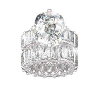 Jeulia Cushion Cut Three Sided Pave Sterling Silver Eternity Ring Cubic Zirconia Art Deco Halo Wedding Engagement Anniversary Rings Set (Q 1/2)