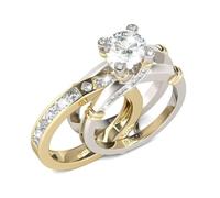 Jeulia Diamond Band Rings for Women cz Sterling Silver Interchangeable Ring Sets Wedding Engagement Anniversary Promise Ring Bridal Sets with Giftbox (Gold, O-½)
