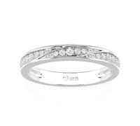 Jeulia Elegant Gold Wave Wedding Band for Women, 925 Sterling Silver Pavé Bypass Ring with 17 Round Cubic Zirconia,Stackable Promise Anniversary Ring,Dainty Bridal Jewellery Gift for Her (Silver, Z)