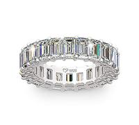 Jeulia Emerald Cut Eternity Sterling Silver Women's Band 925 sterling silver round cut wedding set zirconia wedding ring with side stones with romantic jewelry gift box (Q)