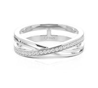 Jeulia Eternity Ring Sterling Silver Twist Promise Matching Rings for Couples CZ Travel Engagement Ring White Gold Wedding Band Stackable Anniversary Rings His Her Simple Everyday Wear (Women, L-½)