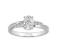 Jeulia Eternity Rings Simple Oval Cut Engagement Rings Infinity Twist Sterling Silver Promise Ring for Women Wedding Band Anniversary Valentine Jewelry with Giftbox Ladies Ring Size J-Z (Silver, K-½)