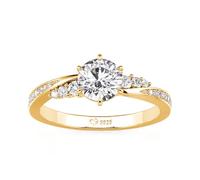 Jeulia Eternity Rings Simple Round Cut Zirconia Infinity Twist Design for Women's Engagement, Wedding Promise Ring Anniversary Valentine Black Stone Ring Jewelry with Giftbox (C, U-½)