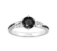 Jeulia Eternity Rings Simple Round Cut Zirconia Infinity Twist Design for Women's Engagement, Wedding Promise Ring Anniversary Valentine Black Stone Ring Jewelry with Giftbox (B, P-½)