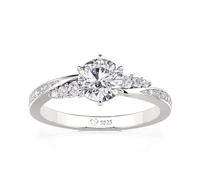 Jeulia Eternity Rings Simple Round Cut Zirconia Infinity Twist Design for Women's Engagement, Wedding Promise Ring Anniversary Valentine Jewelry with Giftbox Ladies Ring Size J-Z(A-Silver, L-½)