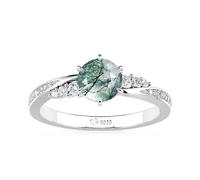 Jeulia Eternity Rings Simple Round Cut Zirconia Infinity Twist Design for Women's Engagement, Wedding Promise Ring Anniversary Valentine Jewelry with Giftbox Ladies Ring Size J-Z (Green, P-½)