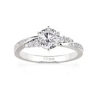 Jeulia Eternity Rings Simple Round Cut Zirconia Infinity Twist Design for Women's Engagement, Wedding Promise Ring Anniversary Valentine Jewelry with Giftbox (A, Q-½)