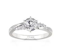 Jeulia Eternity Rings Simple Round Cut Zirconia Infinity Twist Design for Women's Engagement, Wedding Promise Ring Anniversary Valentine Jewelry with Giftbox (A, T-½)