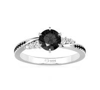 Jeulia Eternity Rings Simple Round Cut Zirconia Infinity Twist Design for Women's Engagement, Wedding Promise Ring Anniversary Valentine Black Stone Ring Jewelry with Giftbox (B, O-½)