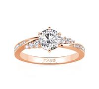 Jeulia Eternity Rings Simple Round Cut Zirconia Infinity Twist Design for Women's Engagement, Wedding Promise Ring Anniversary Valentine Jewelry with Giftbox Ladies Ring Size J-Z (Rose, P-½)