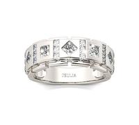 Jeulia Fashion Princess Cut Sterling Silver Men's Wedding Band Ring - Personalised Promise Engagement Ring for Boyfriend, Husband, Dad (White, M-½)