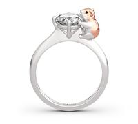 Jeulia Hug Me Adorable Hamster Round Cut Sterling Silver Ring Fashion Anniversary Engagement Wedding Christmas Birthday for Boyfriend with Gift Jewelry Box (O 1/2)