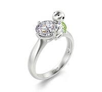 Jeulia Hug Me Women Diamond Band Ring 2.5 ct Tortoise Round Cut Sterling Silver Engagement Ring Two Tone Snail CZ Wedding Ring with Diamond White Anniversary Promise Jewellery Gift (R-½, Tortoise)