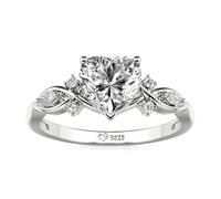 Jeulia Infinity Promise Ring for Her, Exquisite Twist Heart Moissanite Engagement Ring for Women Simulated Diamond Rings 925 Sterling Silver Anniversary Wedding Band with GRA Certificate (White,S-½)
