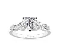 Jeulia Infinity Ring Fine 925 Sterling Silver Engagement Rings Heart Cut Three-Stone Simulated Diamond Ring Cubic Zirconia Wedding Band Fashion Stacking Promise Rings for Women Anniversary (1CT, S-½)