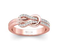 Jeulia Knot Design Band Classic Rings for Women CZ Sterling Silver Eternity Rings Wedding Engagement Anniversary Promise Rings Bridal Sets (Rose Gold, M-½)