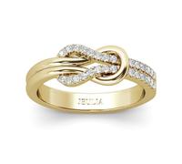Jeulia Knot Design Band Classic Rings for Women CZ Sterling Silver Eternity Rings Wedding Engagement Anniversary Promise Rings Bridal Sets (Gold, W-½)