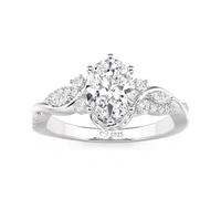 Jeulia Leaf Oval Cut Infinity Engagement Ring Classic Sterling Silver Twist Wedding Band Simulated Diamond Ring Elegant Ladies Promise Rings for Women Wife Anniversary Ring With Giftbox (Silver, P-½)