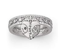 Jeulia "Magic of Love Skull Couple Twist Sterling Silver Ring Engagement Anniversary Eternity Promise Wedding Band Ring Set with Jewelry Box (N 1/2)