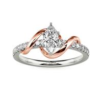 Jeulia Marquise Engagement Ring Sterling Silver Two-Tone Rose Gold Cubic Zirconia Diamond Eternity Wedding Ring Women for Anniversary Birthday Valentine Jewelry With Giftbox (Rose, O-½)