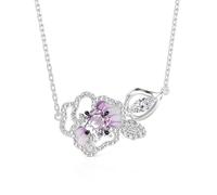 Jeulia Midsummer Night Pansy Love Flower Necklace Fashion Sterling Silver Cubic Zirconia Pendant for Women Birthday Anniversary Valentine Jewelry With Giftbox
