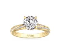 Jeulia Moissanite Engagement Ring 925 Sterling Silver Brilliant Solitaire Diamond Eternity Ring Classic Knot Wedding Band for Anniversary Valentine Jewelry D-colour VVS1with Certificate (Gold, L-½)
