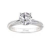Jeulia Moissanite Engagement Ring 925 Sterling Silver Brilliant Solitaire Diamond Eternity Ring Classic Knot Wedding Band for Anniversary Valentine Jewelry D-colour VVS1with Certificate (Silver, K-½)