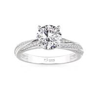 Jeulia Moissanite Engagement Ring 925 Sterling Silver Brilliant Solitaire Diamond Eternity Ring Classic Knot Wedding Band for Anniversary Valentine Jewelry D-colour VVS1with Certificate (Silver, P-½)