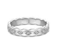 Jeulia Moissanite White Gold Engagement Ring,Sterling Silver Wedding Bands for Men Women Eternity Promise Rings for Couples,Birthday,Valentine's Day,Anniversary Jewelry with Giftbox (Y-silver, Q-½)