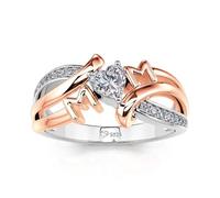 Jeulia Mothers Ring 925 Sterling Silver Women's Band Heart Cut White Diamond Endless Love for Mom Rings Jewelry Birthday Mothers Day Gifts for Women Mom Grandma (A, Q-½)