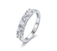 Jeulia Promise Engagement Moissanite Ring 925 Sterling Silver 0.5CT D Color VVS1 Lab Grown Diamond 18k White Gold Stackable Eternity Wedding Band for Women Anniversary Valentine Jewelry (White, Q-½)