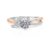 Jeulia Rose Gold Infinity Engagement Ring Sterling Silver Two-Tone Fashion Wedding Rings with Stones Ladies Eternity Rings for Anniversary Birthday Valentine Jewelry With Giftbox (Birthstone, L-½)