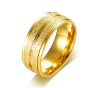 Jeulia Simple 8mm Men Engagement Ring Gold Matte Surface Stainless Steel Men's Promise Wedding Band For Anniversary Father's Day Birthday Everyday-Comfort Fit (Yellow, T-½)