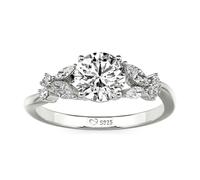 Jeulia Simple Engagement Ring Sterling Silver Round Customized Birthstone Butterfly Ring Wedding Band for Women Her Anniversary Valentine Jewelry Size J-½-Z (Silver, T-½)