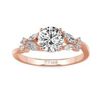 Jeulia Simple Engagement Ring Sterling Silver Round Customized Birthstone Butterfly Ring Wedding Band for Women Her Anniversary Valentine Jewelry Size J-½-Z (Rose, P-½)