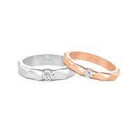Jeulia Simple Wedding Rings Solitaire Twisted Couple Rings His and Hers Sterling Silver Travel Engagement Ring Rose Gold Band for Valentine Anniversary Birthday With Giftbox (women, Z)