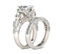 Jeulia Skull Engagement Ring Sets Sterling Silver Promise Eternity Band Rings Diamond Princess Cut with Cubic Zirconia Wedding Engagement Anniversary Promise Rings Bridal Sets(V)