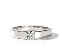Jeulia Sterling Silver 0.28 Ct Couple Set for Men Women Cubic Zirconia Bypass Design Engagement Ring Round Cut Diamond Promise Wedding Ring Anniversary Jewellery with Gift Box (Men, K-½)
