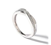 Jeulia Sterling Silver Couple Ring Band for Women Men Sterling Silver 0.29 Ct Cubic Zirconia Wedding Ring Twisted Diamond Ring Promise Eternity Valentine’s Day Jewellery Gifts (Women, K-½)