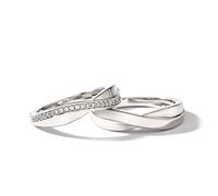 Jeulia Sterling Silver Couple Ring Band for Women Men Sterling Silver 0.29 Ct Cubic Zirconia Wedding Ring Twisted Diamond Ring Promise Eternity Valentine’s Day Jewellery Gifts (Couple, J-½)