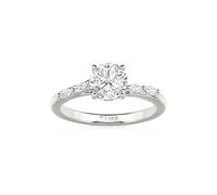 Jeulia Sterling Silver Five Stone Round Cut Engagement Ring for Women (Silver, J-½)